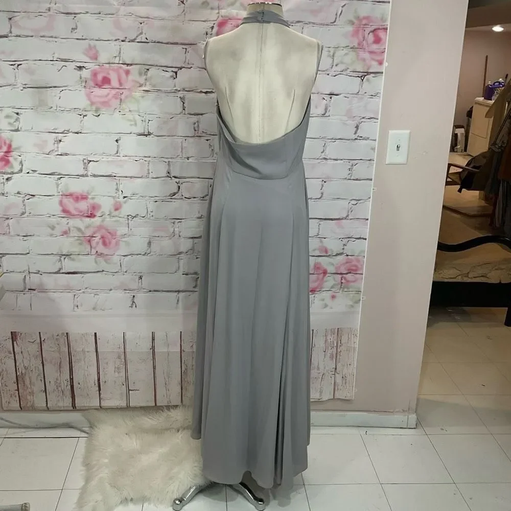 Fame and partners halter mock neck medium gray gown - Picture 5 of 8